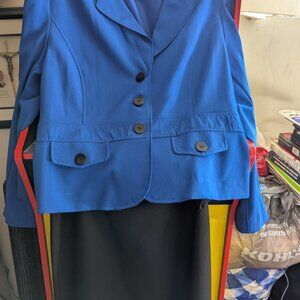 T Milano blue jacket and black skirt suit Size 14P